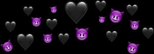Purple Deviland Black Hearts Pattern PNG image with transparent background
