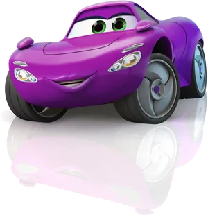 Purple Disney Car Character Smiling PNG Image