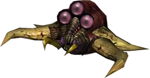 Purple Eyed_ Golden_ Crab_ Creature PNG Image