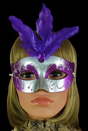Purple Feathered Masquerade Mask PNG image with transparent background