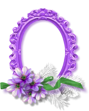 Purple Floral Frame Design PNG Image