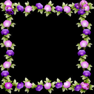 Purple Floral Frame Design PNG image with transparent background