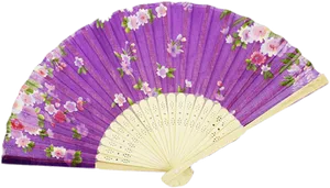 Purple Floral Handheld Fan PNG Image