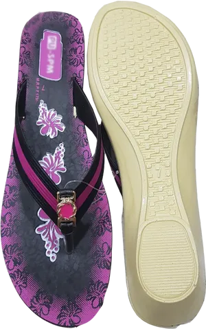 Purple Floral Women Sandaland Sole PNG Image