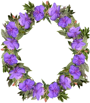 Purple Floral Wreath Frame PNG Image