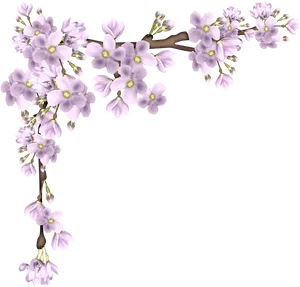 Purple Flowering Branch Graphic PNG Image