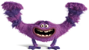 Purple Furry Monster Cartoon PNG Image