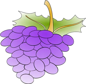 Purple Grape Cluster Cartoon Illustration PNG Image