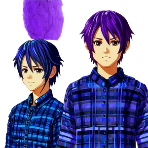 Purple Hair Anime Boy Png Qwo PNG Image