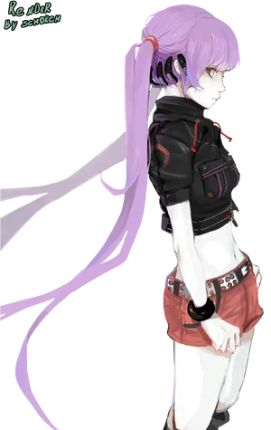 Purple_ Hair_ Anime_ Girl_ Render PNG Image