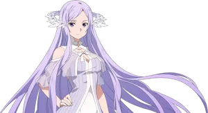 Purple Haired Anime Character PNG Image