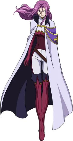 Purple Haired Anime Character Cape PNG Image