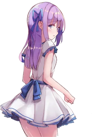 Purple Haired Anime Girl Glance PNG Image