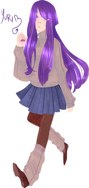 Yuri Ddlc Yuri Ddlc Doki Doki Literature Club Doki - Cartoon, HD Png Download PNG image with transparent background