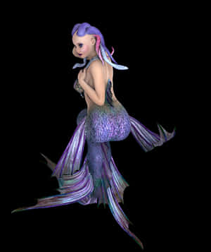 Purple Haired Mermaid3 D Model PNG image with transparent background