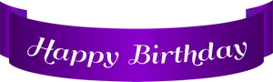 Purple Happy Birthday Banner PNG Image