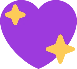 Purple Heart With Sparkles Emoji PNG Image