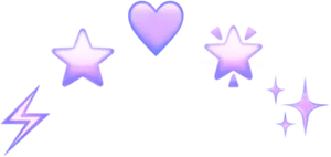 Purple Heartand Stars Graphic PNG Image