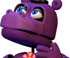 Purple Hippo Cartoon Character PNG Image