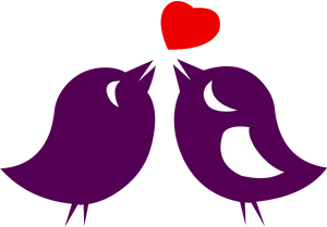 Purple Love Birds Vector PNG Image