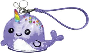 Purple Narwhal Keychain Accessory PNG Image