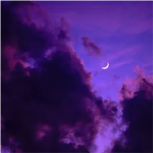 Purple Night Sky Crescent Moon PNG Image