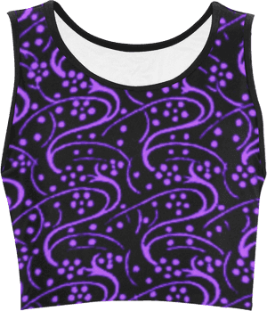 Vintage Swirl Floral Purple Black Women's Crop Top - Black And Purple Crop Top, HD Png Download PNG image with transparent background
