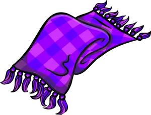 Purple Plaid Scarf Illustration PNG Image