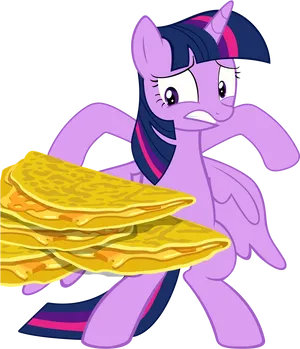 Purple_ Pony_ Holding_ Pancakes PNG Image