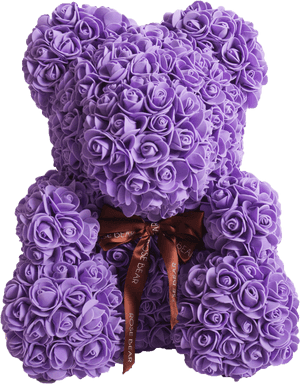 Purple Rose Bear - Purple Teddy Bear Roses, HD Png Download PNG image with transparent background