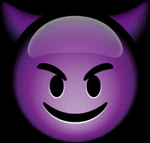 Purple Smiling Emojiwith Devil Horns PNG image with transparent background