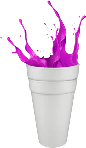 Purple Splashin Styrofoam Cup PNG Image