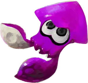 Purple Squid Cartoon Character PNG Image