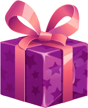 Purple Star Gift Box PNG Image