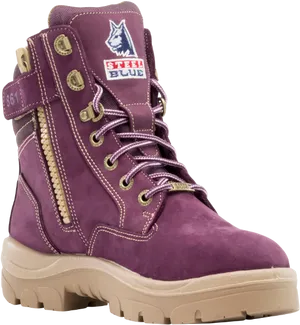 Purple Steel Blue Work Boot PNG Image
