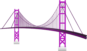 Purple Suspension Bridge Illustration PNG Image