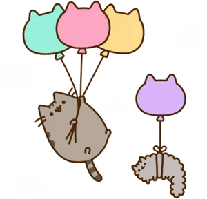 Pusheen Balloon Adventure PNG Image