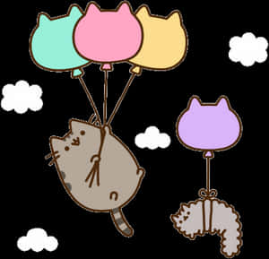 Pusheen Cat Aesthetic Kawaii Anime Art Sticker Manga - Pusheen Balloons Png, Transparent Png PNG image with transparent background