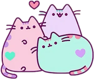 Pusheen_ Cat_ Family_ Love PNG Image