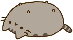 Pusheen_ Cat_ Lying_ Down PNG Image