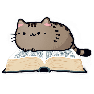 Pusheen Reading Book PNG gdx PNG image with transparent background