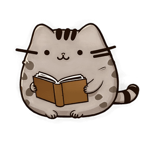 Pusheen Reading Book PNG htd PNG image with transparent background