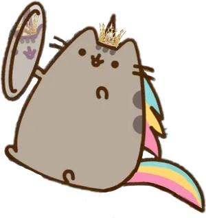 Pusheenicorn_with_ Mirror_and_ Crown PNG Image