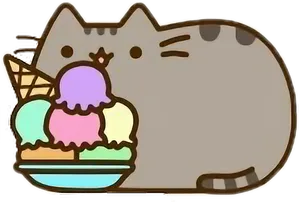 Pusheenwith Ice Cream PNG Image