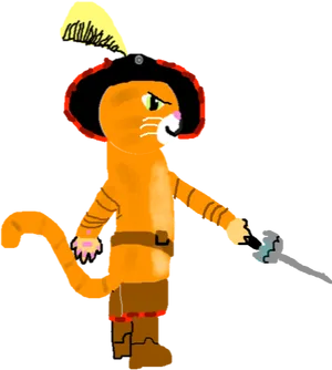 Pussin Boots Standing With Sword PNG Image