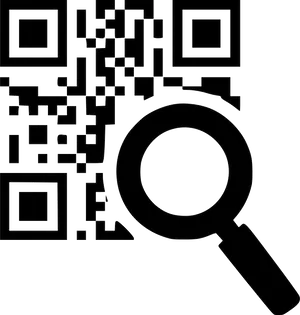 Q R Code Under Magnifying Glass PNG Image