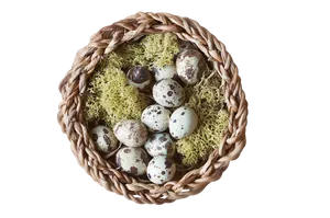 Quail Eggsin Wicker Basket PNG Image