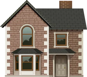 Quaint Brick House Illustration PNG Image