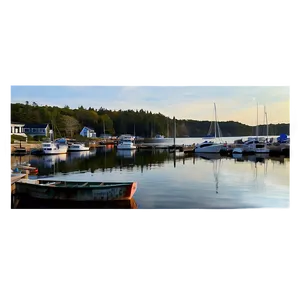 Quaint Maine Fishing Harbor Png Qie PNG Image