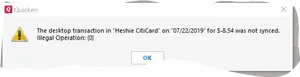Quicken Error Message Sync Failure PNG Image